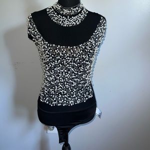 Bless couture bodysuit with pearls/ size large